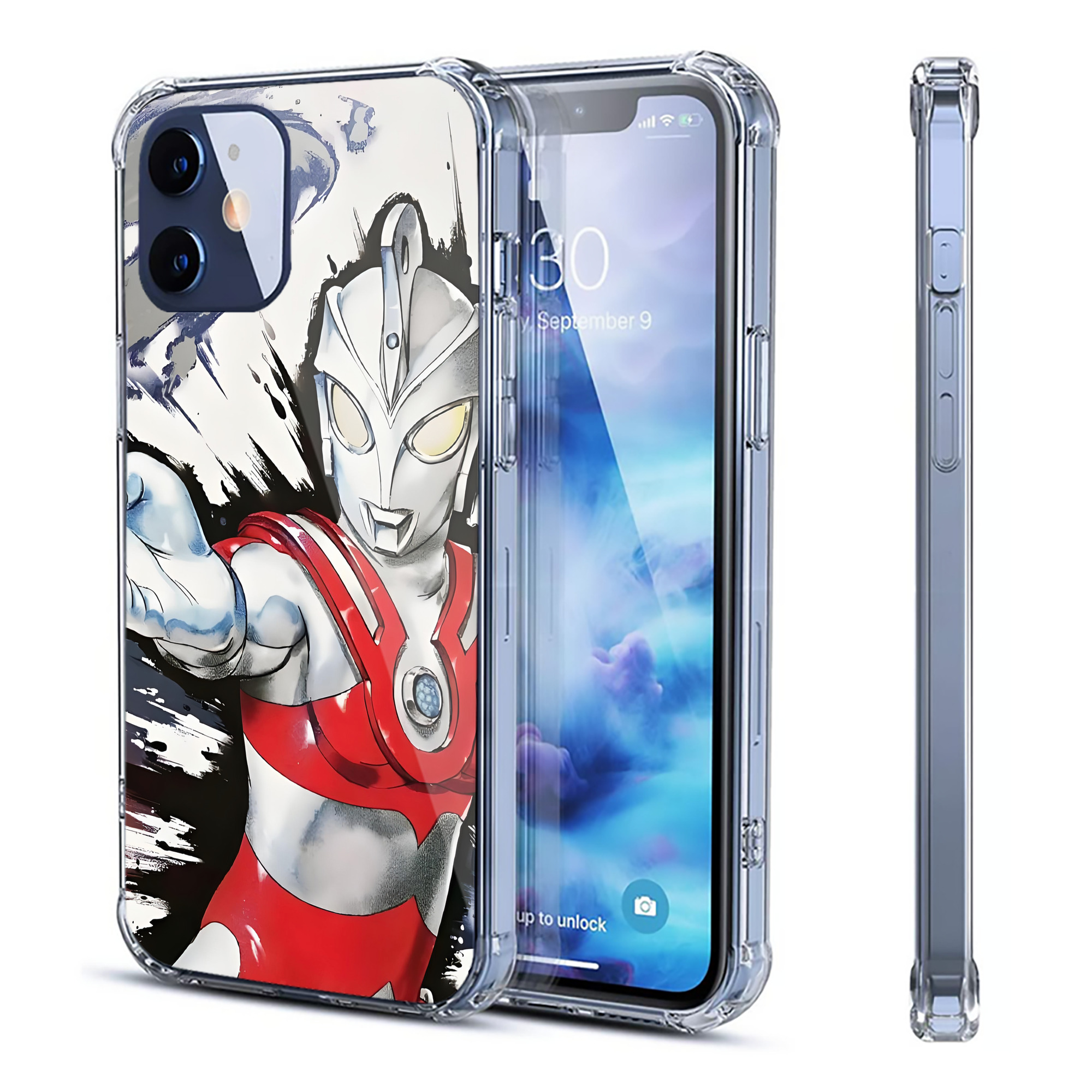 （画像用） ウルトラマン Ultraman 【iPhone 12シリーズ対応】透明スマホケース（クリアソフトケース）